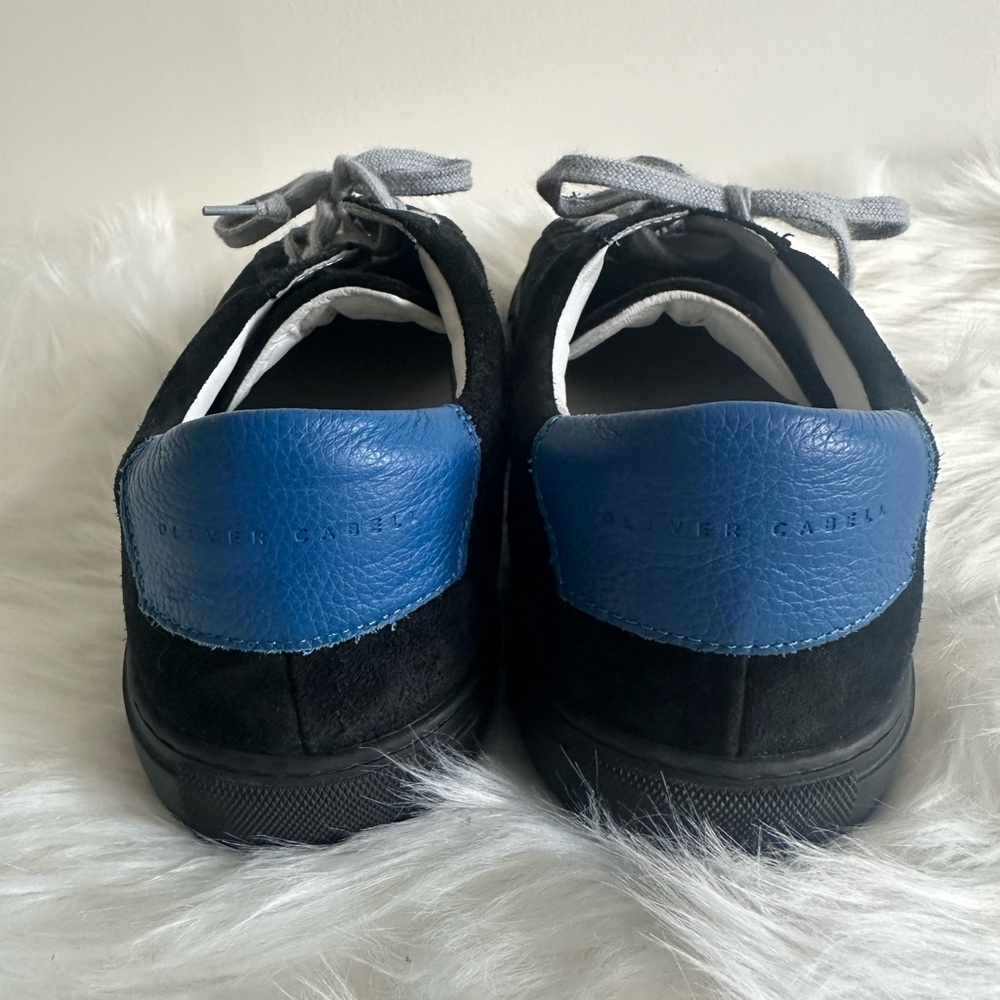 Oliver Cabell Black and Navy Suede Low 1 Marine Sneakers